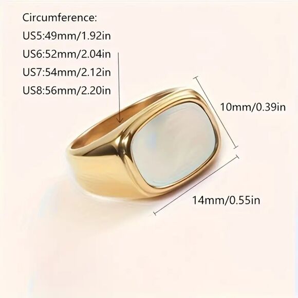 18K Gold Plated Minimalist Retro Style Statement Gold Statement Band Ring Gift - Picture 4 of 7